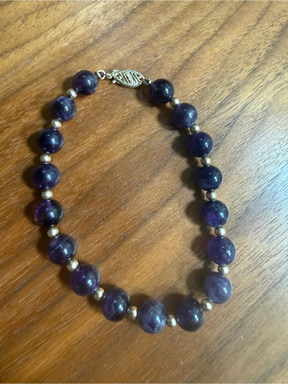 Vintage 14kt Gold and Amethyst Beaded Bracelet Women's Jewelry